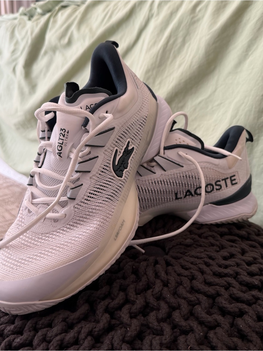 Lacoste Men's White and Black AG-LT23 Athletic Sneakers